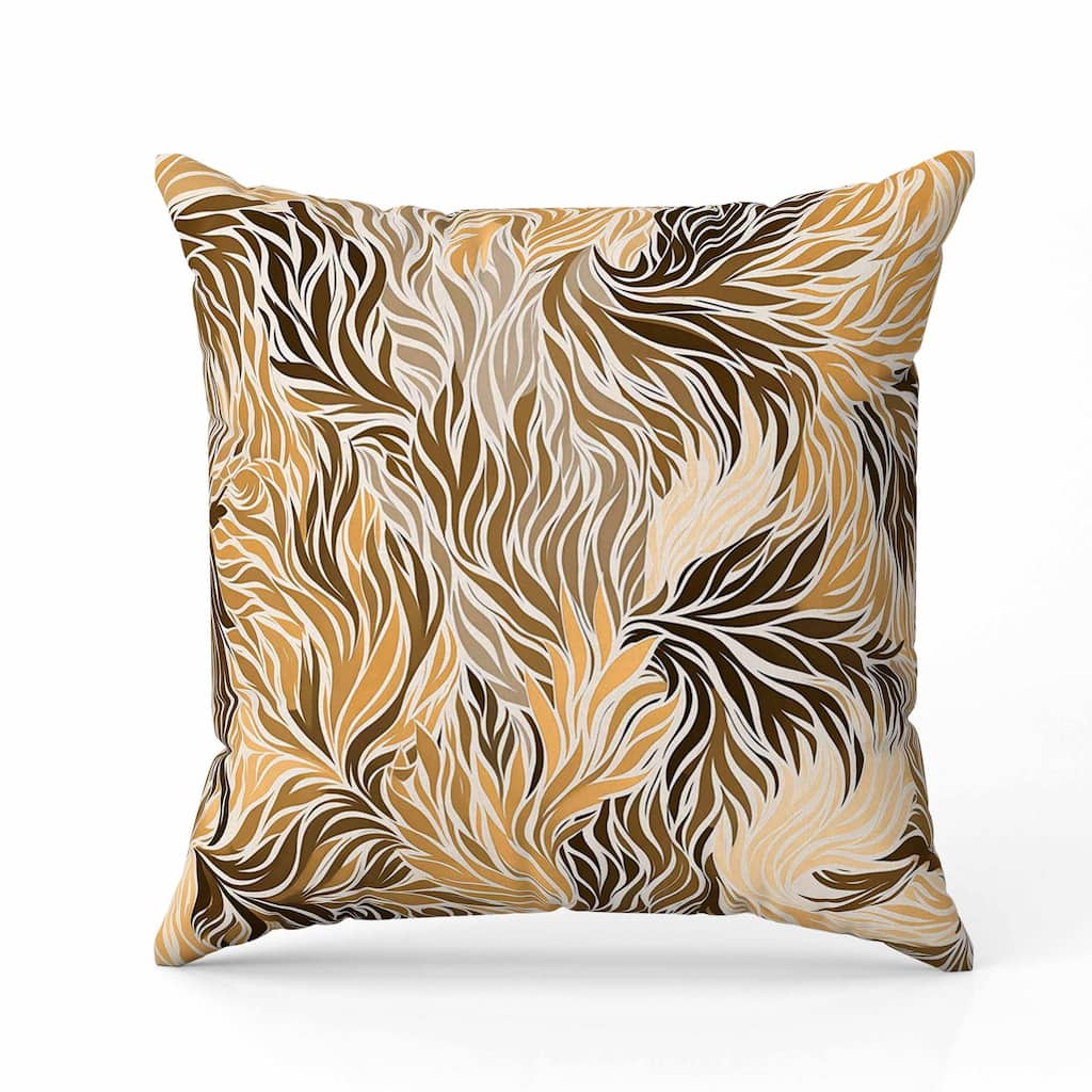 Leafy Whirl Faux Suede Reversible Throw Pillow Brown and Orange