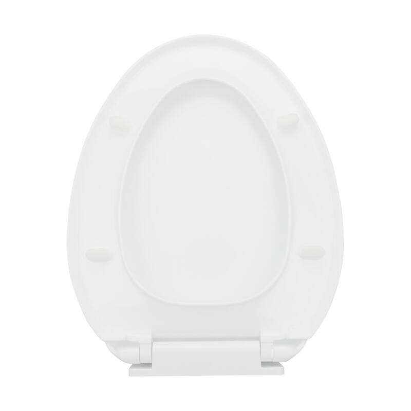 White Toilet Seat Elongated Slow Close Toilet Seat with Non Slip Seat Bumpers and Adjustable Hinge (Set of 3) Renovators Supply