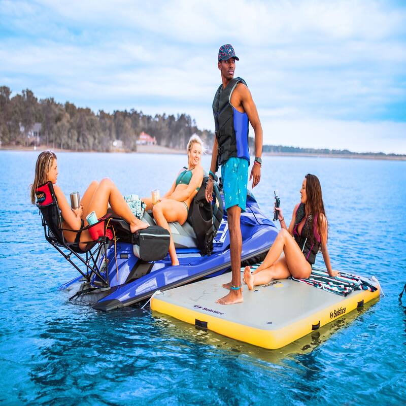 Inflatable Private Solstice Drop Stitch Lake Dock - 8' - White and Yellow