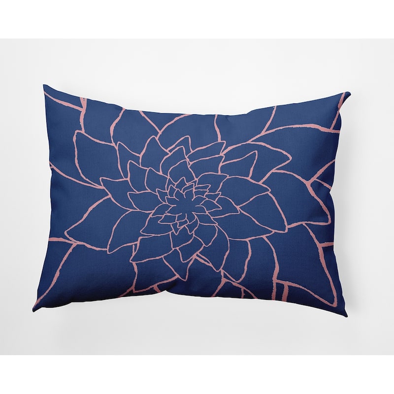 Flower Outline Decorative Throw Pillow - 14" x 20" - Nautical Navy