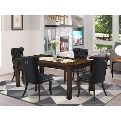Rustic Dinette Set - 5 Piece Kitchen Table & Chair Set - Rectangle Wood Dining Table with Comfortable Chairs