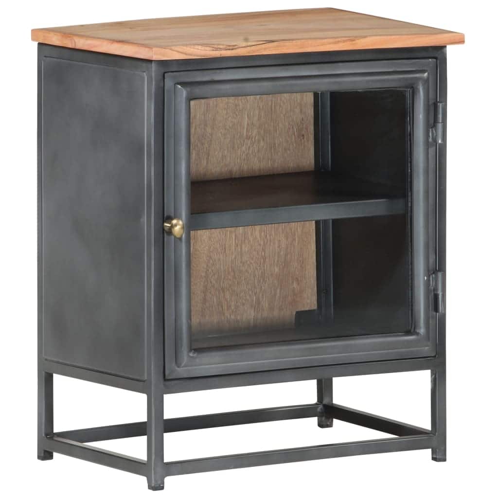 vidaXL Bedside Cabinet Gray 15.7"x11.8"x19.7" Solid Acacia Wood