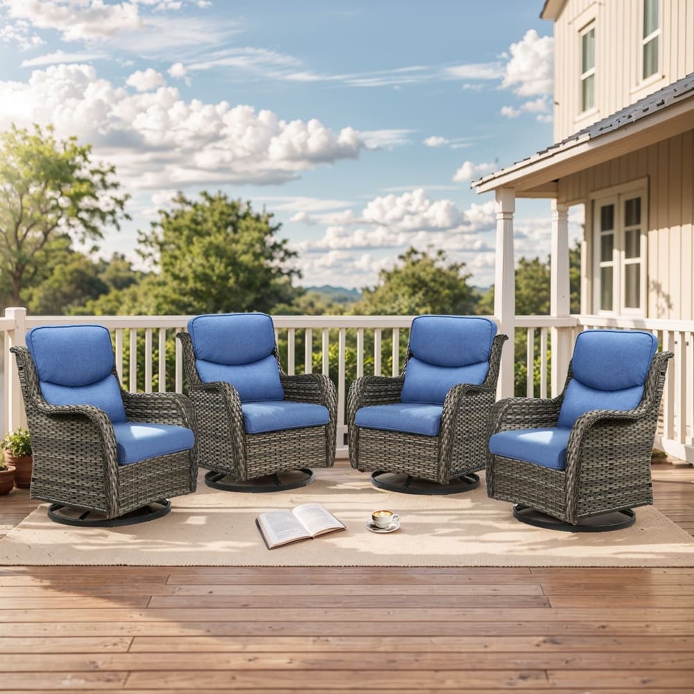 Outdoor Gliders Swivel Chairs Patio Chairs with 5-Inch Thick Cushions