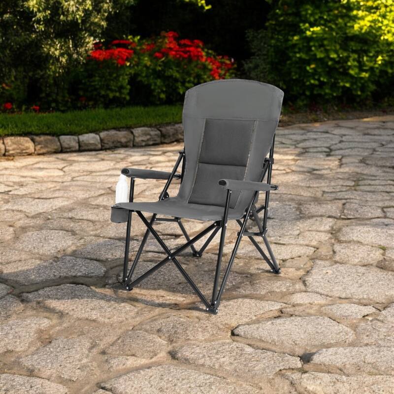 KISRAIS Outdoor High Back Portable Collapsible Chair with Cup Holder, Support 250LBS