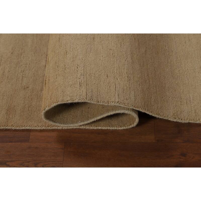 Modern Gabbeh Runner Rug Hand-Knotted Beige Wool Carpet - 2'9"x 9'6"