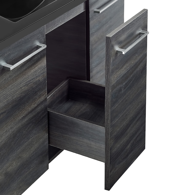 Annecy 36 In. Black Walnut Bathroom Vanity With Black Ceramic Sink Top