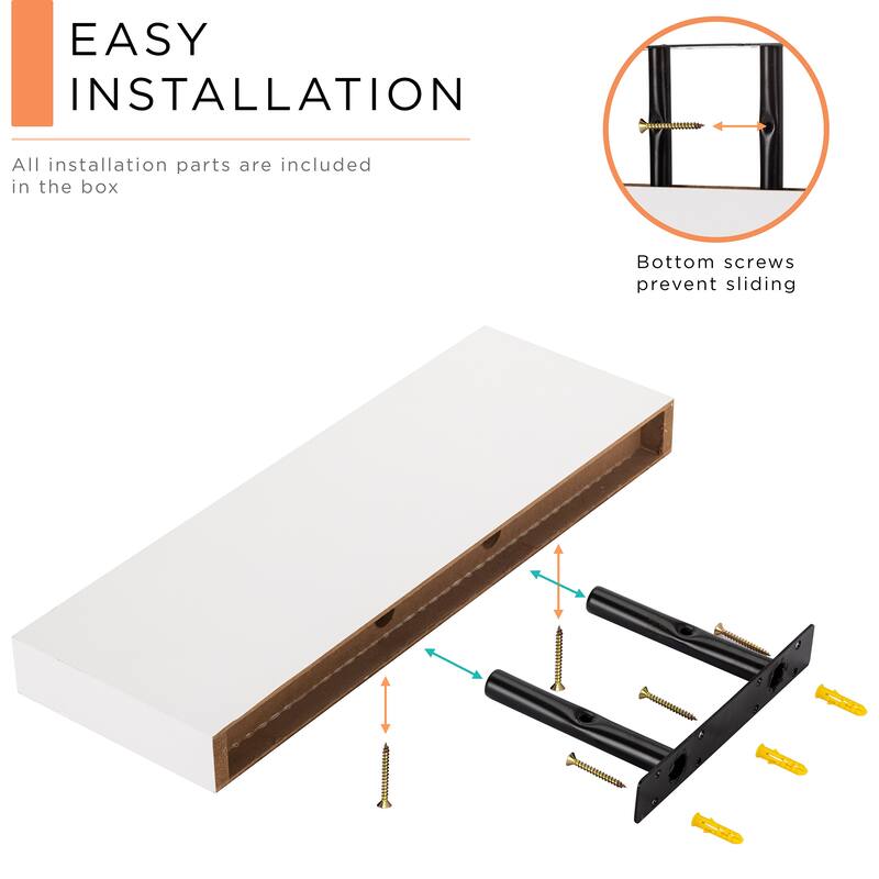 Sorbus 16" Floating Shelf Set - Wood Hanging Rectangle Wall Shelves (2-Pack)