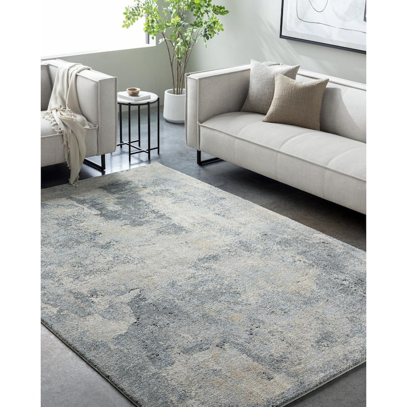 Livabliss Avellino Modern Abstract Area Rug - Grey/Blue - 6' 7" x 9' 2"