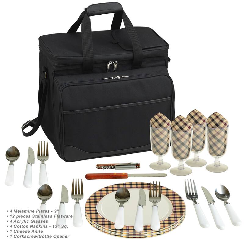 NCAA Purdue Boilermakers Insulated Picnic Set for 4 on Wheels