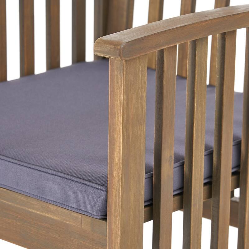 2-Piece Acacia Wood Dining Chair Set with Water-Resistant Cushions