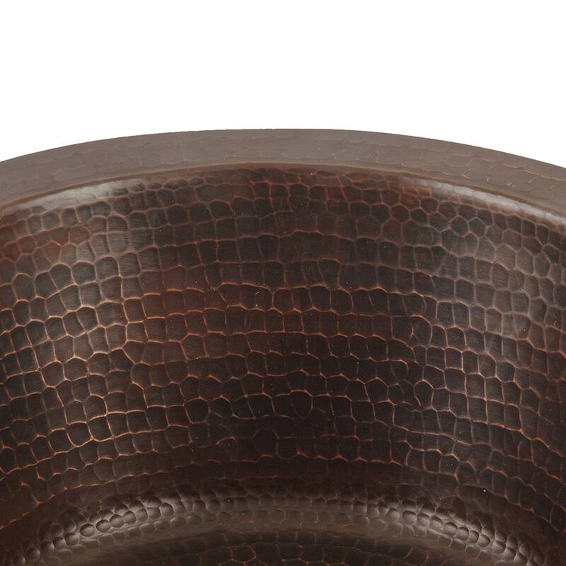 12" Round Hammered Copper Bar Sink w/ 2" Drain Opening, Matching Drain and Accessories