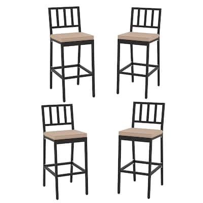 Gymax Patio Bar Chair Set of 2 Heavy Duty Metal All Weather Bar Stools