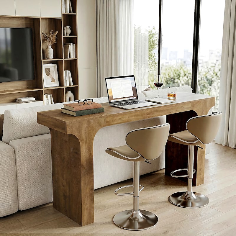 63-Inch Long Bar Table, Farmhouse Counter Height Pub Table