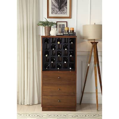 Blissful Walnut Wine Cabinet with Drawer