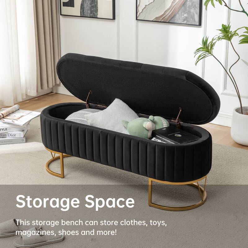 Velvet Storage Bench for Bedroom