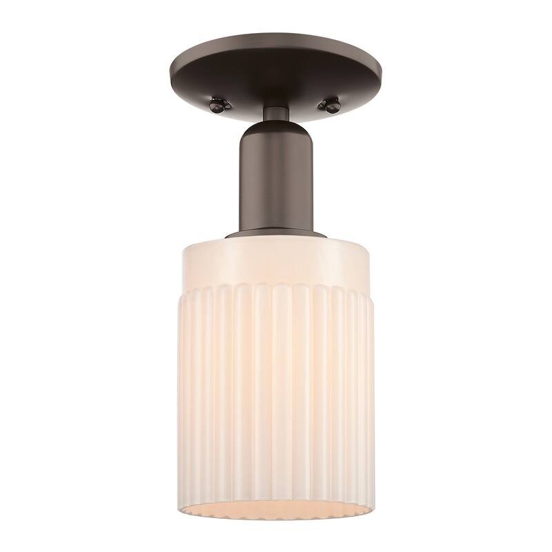 Innovations Lighting 716-1C-11-5 Hadley Semi-Flush Hadley 5" Wide - Oil Rubbed Bronze / Matte White