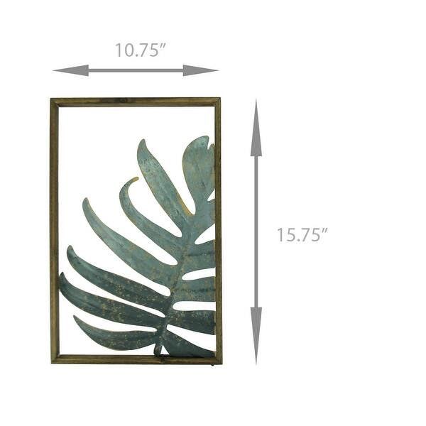 Shop Metal Palm Leaf Art Duo Wood Framed 2 Piece Wall Decor Set 15 75 X 10 25 X 1 25 Inches Overstock 27985484