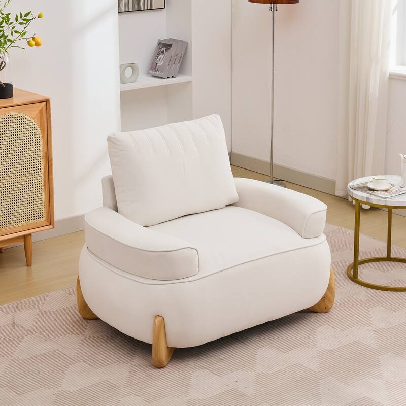 Oversized Velvet Accent Armchair with a Large Removable Ottoman
