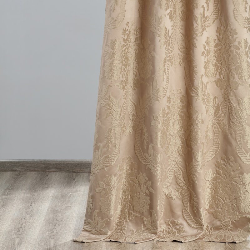 Exclusive Fabrics Magdelena Damask Faux Silk Jacquard Curtains - Single Panel Drapes (1 Panel)