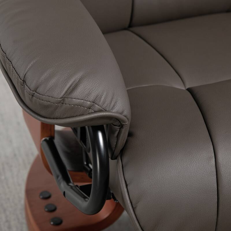 HOMCOM Swivel Recliner Chair, PU Leather Reclining Chair for Living Room, Modern Recliner Sofa with Footrest
