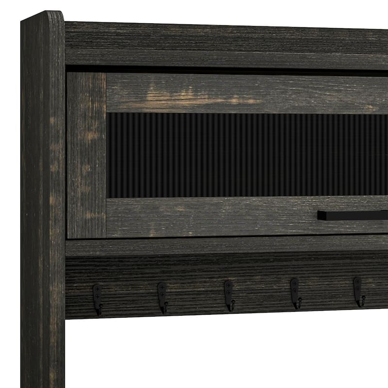 Moasis Farmhouse Kitchen Baker's Rack with Storage Shelves and Sliding Door & Power Outlets