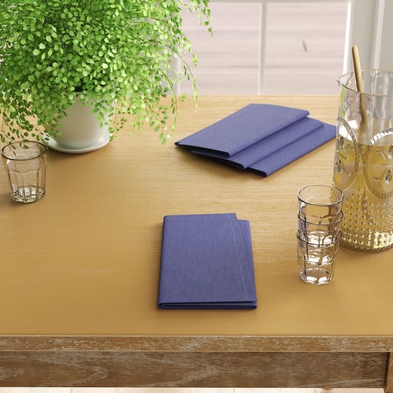 KAF Home Set of 4 Chambray Cotton Napkins, 20"x20" - 20 x 20 - Navy