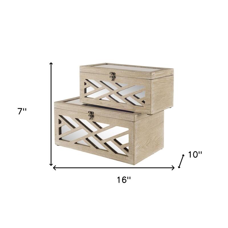 HomeRoots 16" Off White Solid Wood Desk Organizer - 16" W x 10" D x 7" H