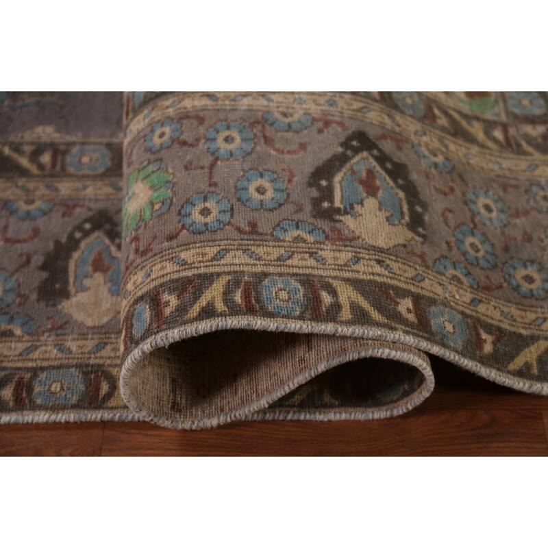 Gray Tabriz Persian Vintage Area Rug Hand-Knotted Wool Carpet - 9'10"x 12'0"