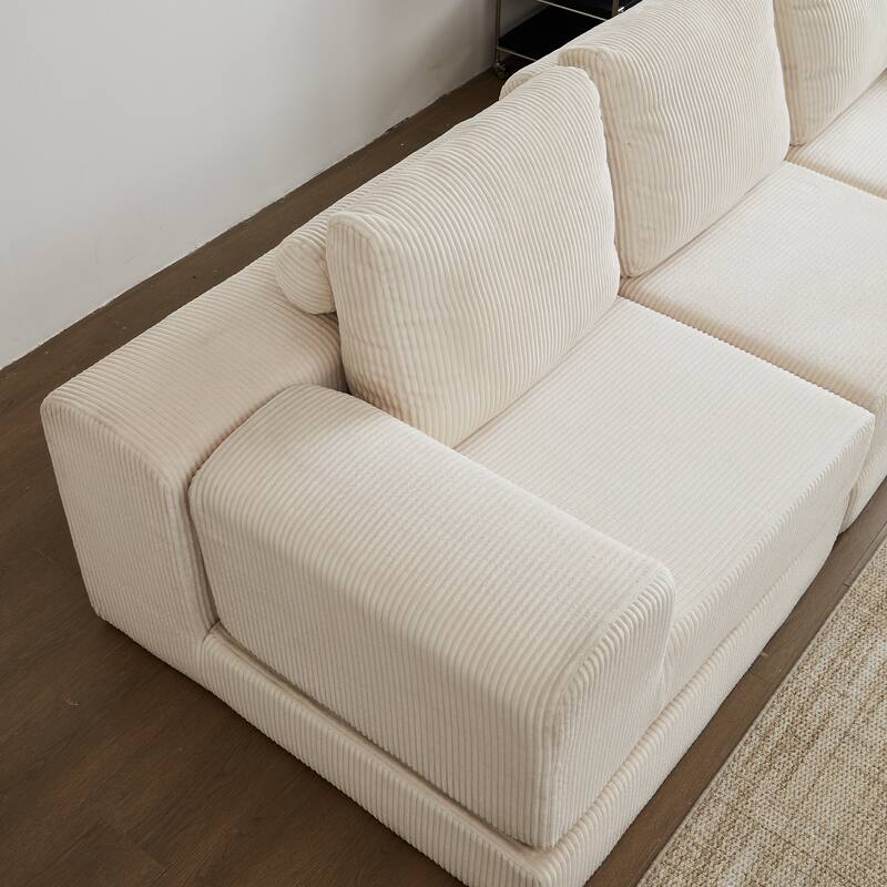108'' Modular Sectional 3-Seater Cloud Sofa Bed with Deep Seating and High-Density Foam Cushions for Living Room or Apartment