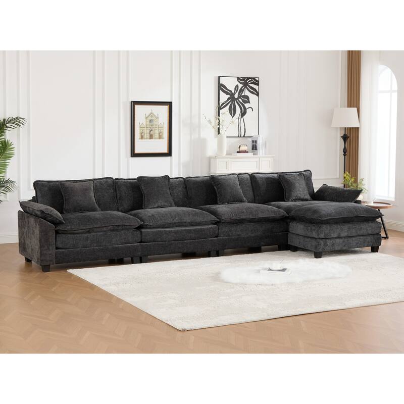 GDF Studio - Sandy Comfort Modern Upholstered Sectional Sofa with Double-Layer Chenille Cushions