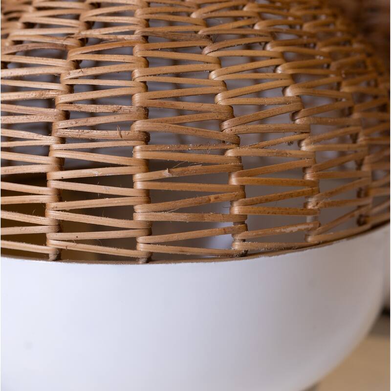 Textured Iron Cane Vase - 8" - White and Beige