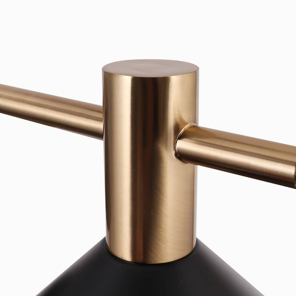 Modern Farmhouse 4-Light Black Metal Integrated LED Chandelier Linear Kitchen Island Lights for Dining Room