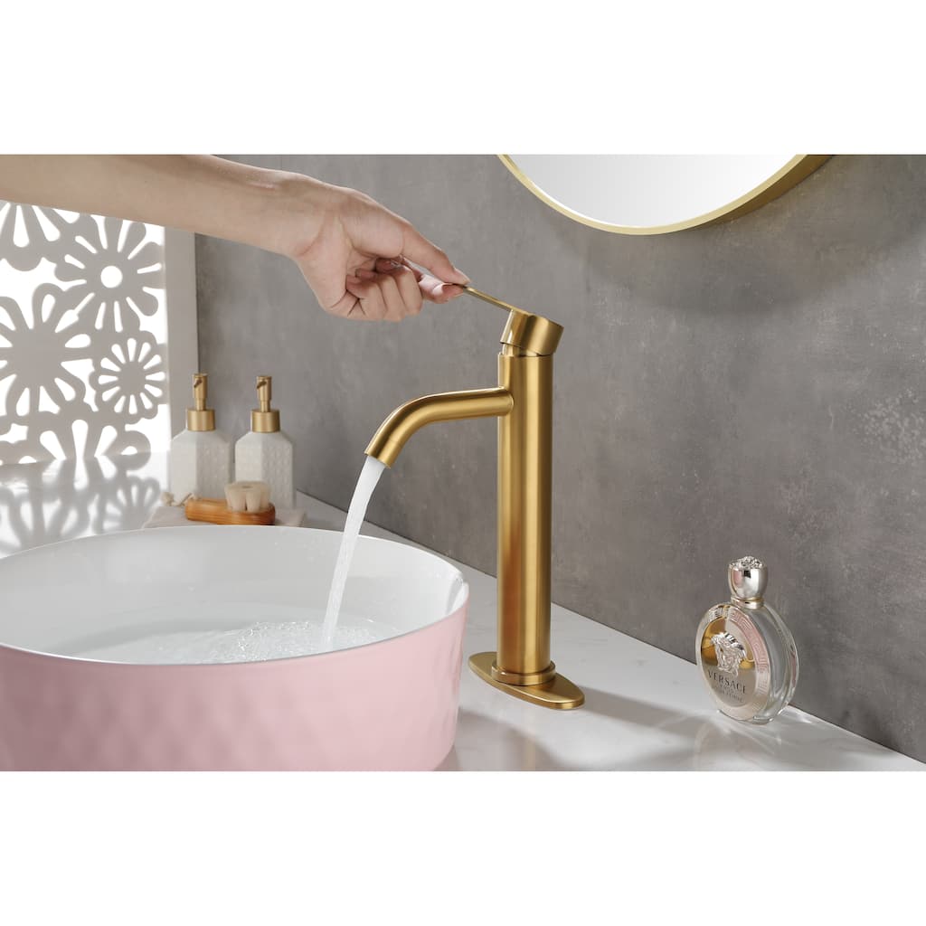 Modern Single Handle Bathroom Sink Faucet with Water Temperature and Flow Controls, Rust and Corrosion Resistant