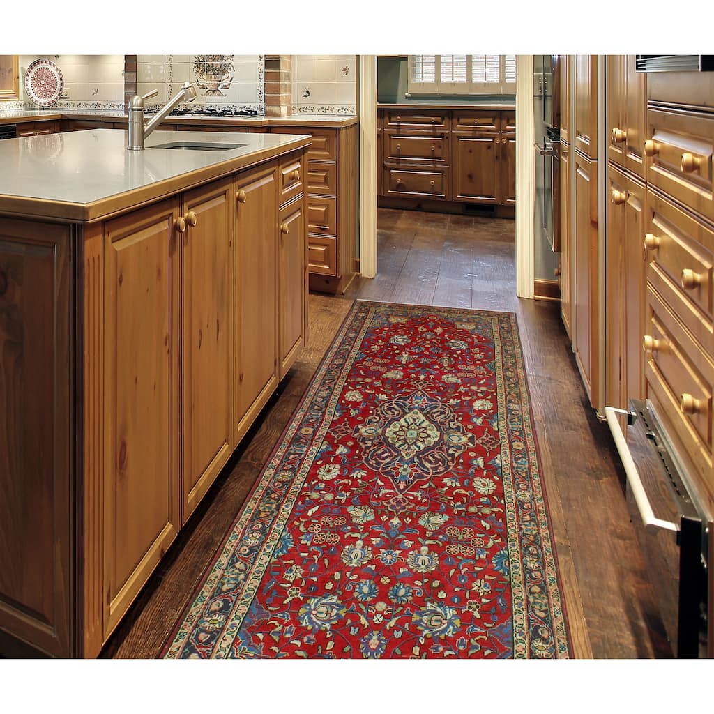 Fine Vintage Distressed Kolton Red/Ivory Runner - 3'7" x 10'6"