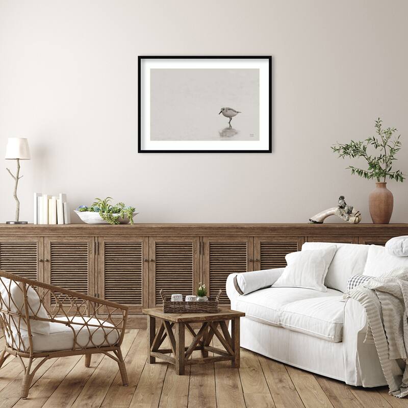 Tybee Island Sanderling by Nathan Larson Wood Framed Wall Art Print