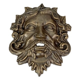 Cast Iron Green Man Wall Decor - Bronze Finish - 9.75 Inches Tall -