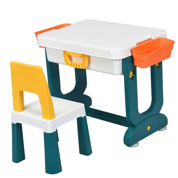 slide 2 of 6, 5 in 1 Kids Multi Activity Table and Chair Set Building Block Table Multi