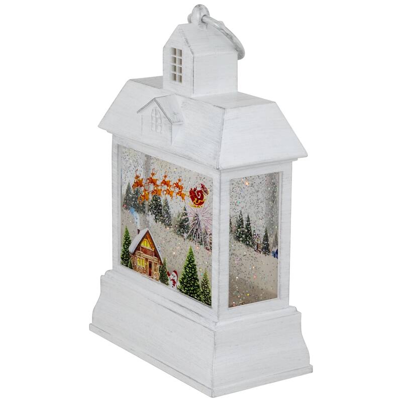 LED Lighted Santa's Sleigh Christmas Lantern Snow Globe - 10"