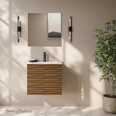 Cascade 24" Wall-Mounted Bathroom Vanity In Brown Oak With Sink Top - 24