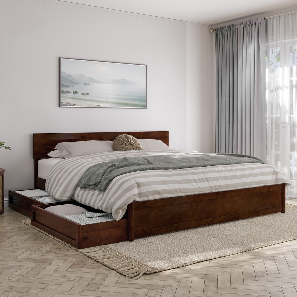 Wesley Platform Bed with Panel Footboard & 2 Storage Drawers