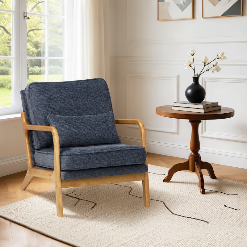 RENEWLINE Mid Century Modern Accent Chair with Lumbar Pillow