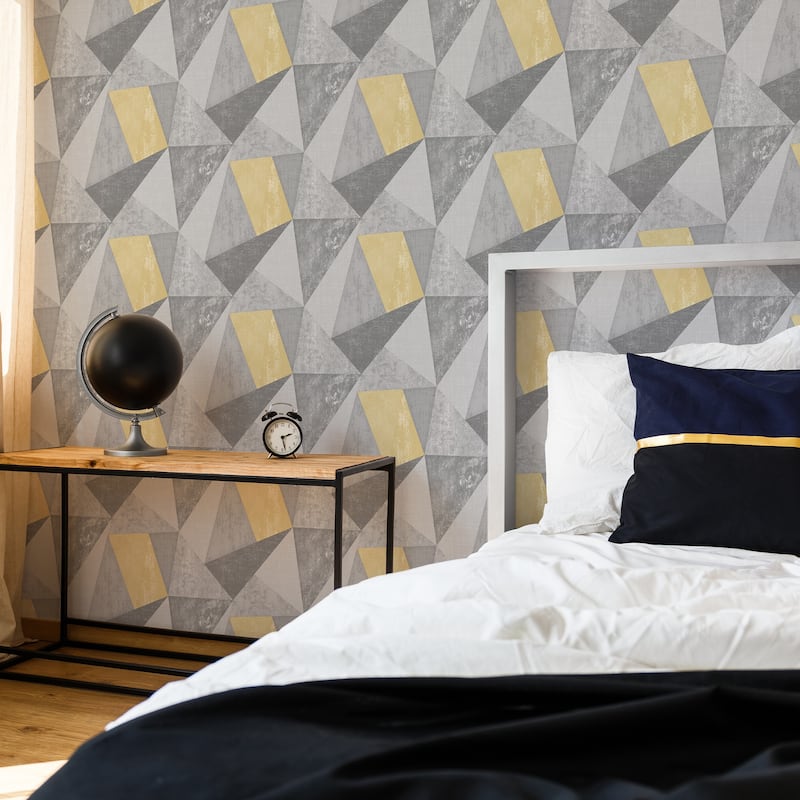 Shard Grey and Ochre Wallpaper