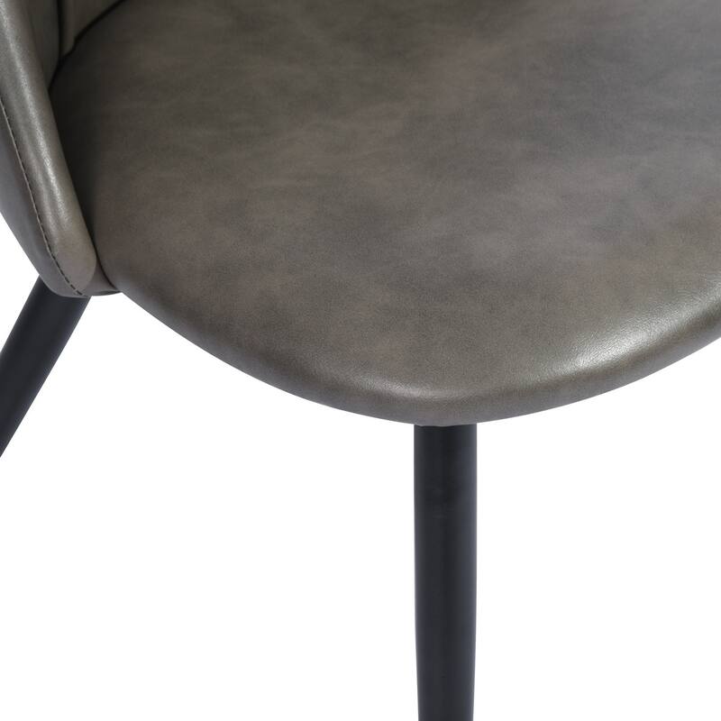 HomeRoots Set of Two Gray Black and Gold Upholstered Faux Leather Dining Side Chairs - 19.70 in. x 32.70 in. x 19.70 in.