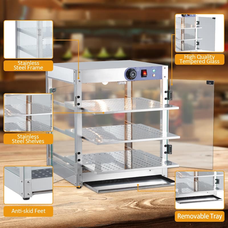 Commercial Food Warmer Display Cabinet with 3D Heating