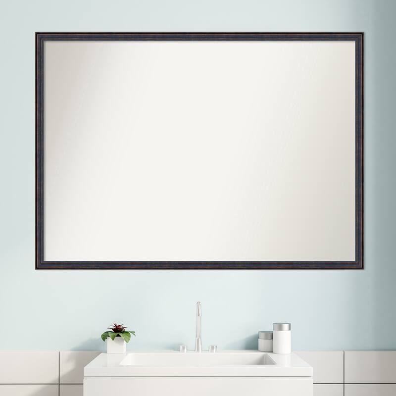 Non-Beveled Wood Bathroom Wall Mirror - Dark Bronze Scoop Frame - Dark Bronze Scoop