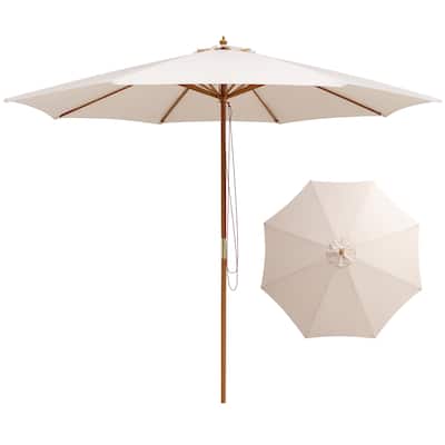 Gymax 10FT Patio Umbrella Table Market Umbrella w/ 8 Bamboo Ribs