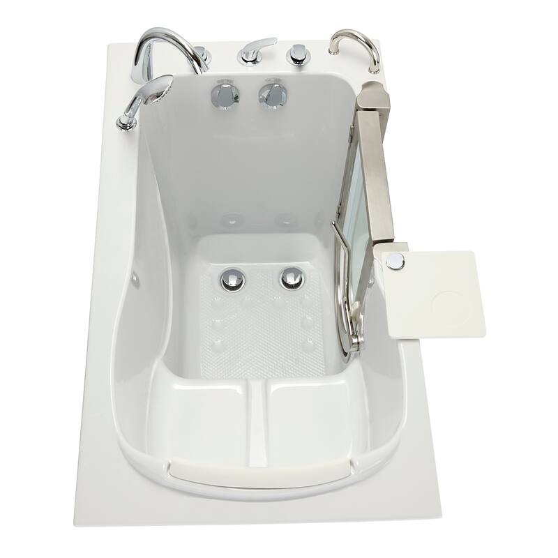 Ella Petite 28"x52" Acrylic Walk-In Bathtub with Inward Swing Door, 5 Piece Fast Fill Faucet, 2" Dual Drain