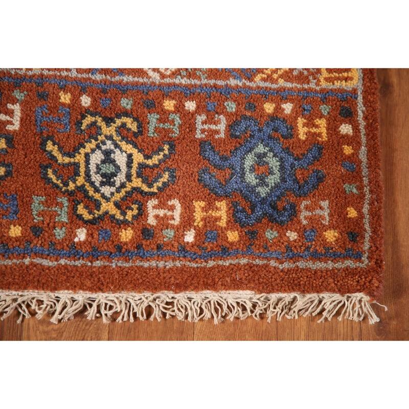 Orange Khotan Runner Rug Hand-Knotted Wool Carpet - 2'6"x 8'0"