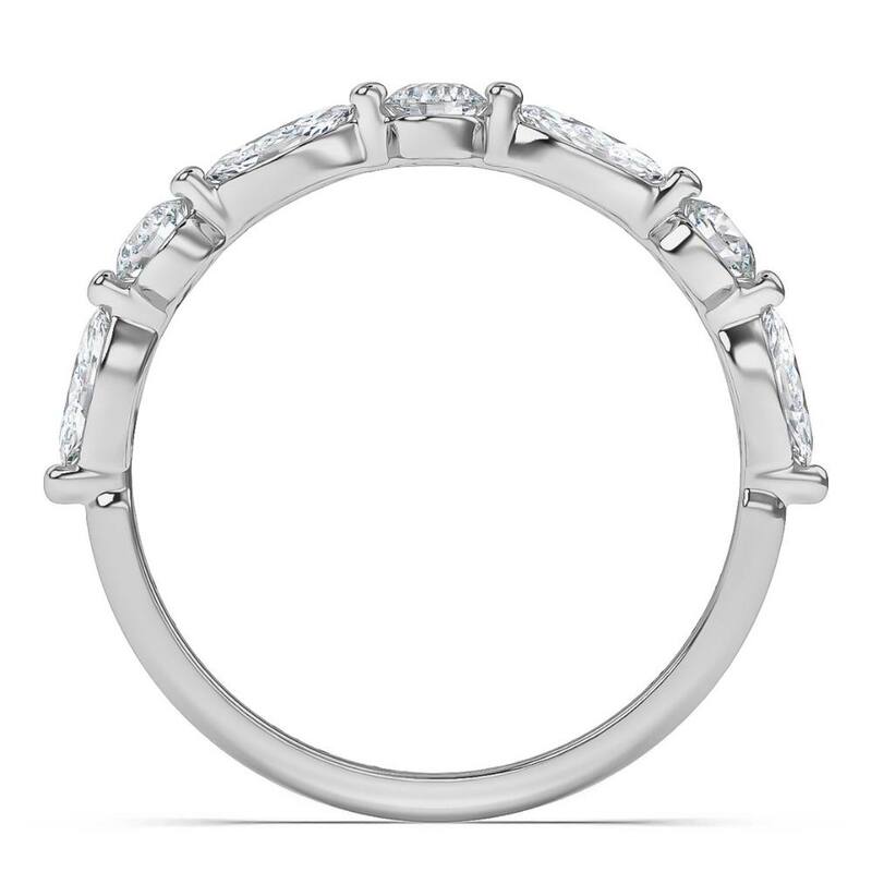 1Ct Marquise & Round Diamond Wedding Ring in White, Yellow, or Rose Gold
