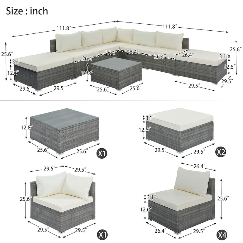 Garden Conversation Wicker Sofa Set (8 Pieces)